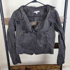 Cabi dark wash denim-look waxed linen jacket size M